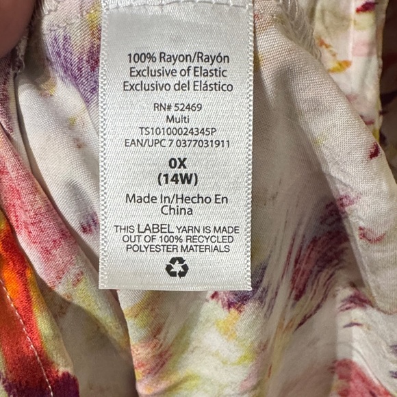 Plus Size Terra & Sky Abstract Smocked Dress 0X 14W NWT New Square Neck Pockets - Picture 5 of 7